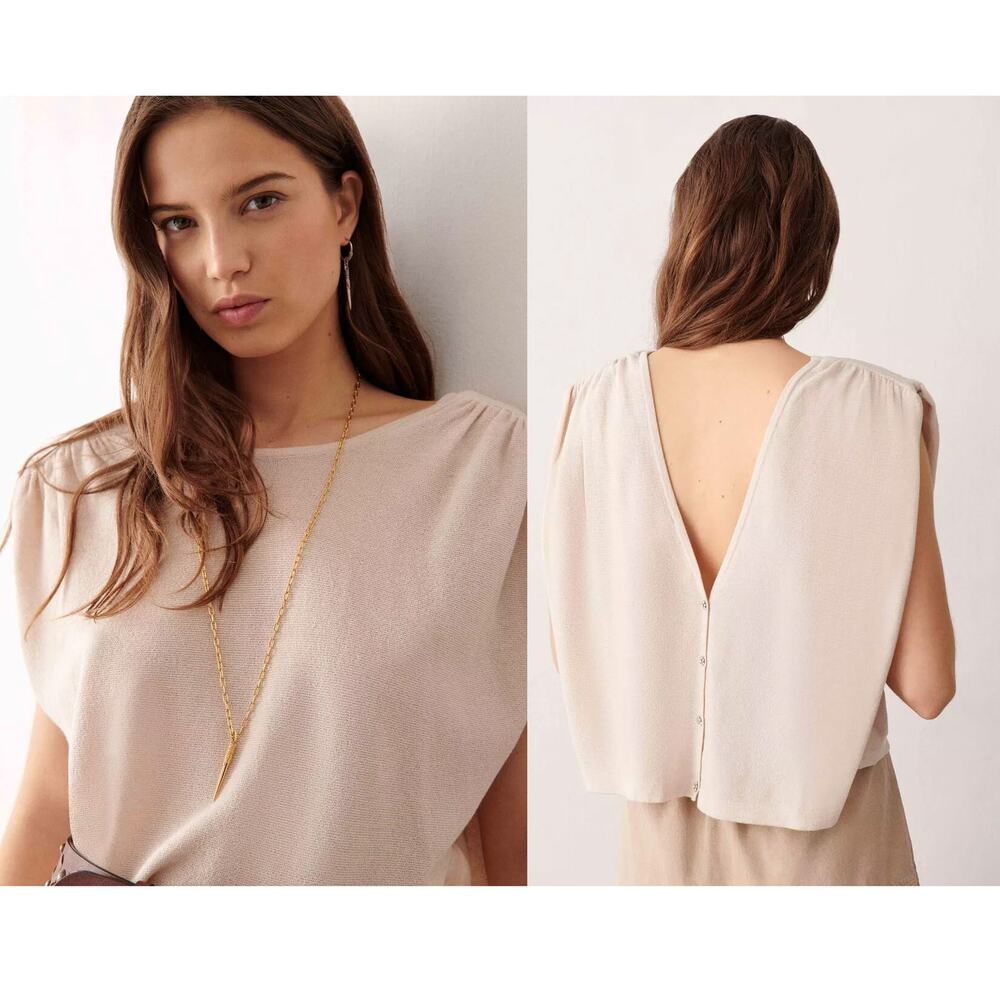 NWT ba&sh Lastien Top Lady Cardigan Greige Medium 2